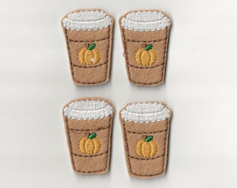 2" Pumpkin Spice Latte Coffee Felties! Custom Color, Set of 4!