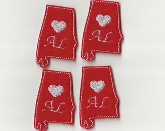 2.3” I Heart Alabama Felties! Custom Color, Set of 4!