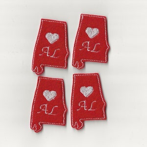 2.3” I Heart Alabama Felties! Custom Color, Set of 4!