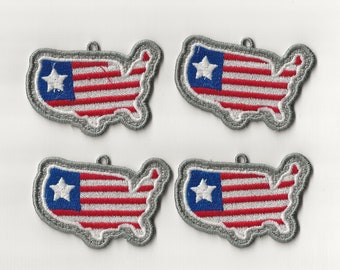 2” United States / American Flag Lace Charms, Set of 4!