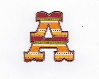 4" Fall Color Striped Letter Patch, Any Letter!