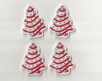 2" Christmas Tree Cake Felties! Custom Color, Set of 4!