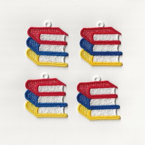 2” Stack of Books Lace Charms, Set of 4!