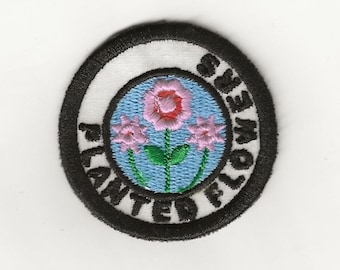 2" Planted Flowers Merit Badge, Patch! Any Color combo! Custom Made!