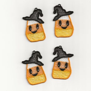 2&quot; Candy Corn with Witch Hat Charms, set of 4!