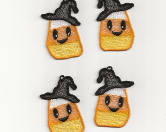 2" Candy Corn with Witch Hat Charms, set of 4!