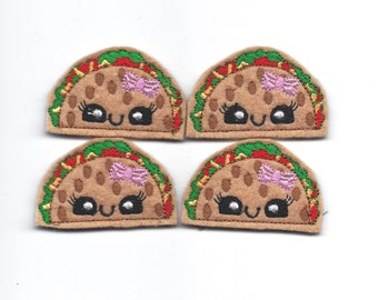 Kawaii Taco Felties! Custom Color, Set of 4!