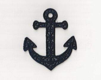 3" Anchor, Lace Charm / Ornament, Custom Color!