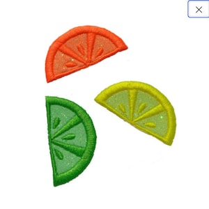 Citron-, apelsin- eller limeskiva 5 cm på briljant glitter utan kladd PN86