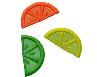 Lemon, Orange or Lime Slice 2 inch On Brilliant NO MESS glitter PN86
