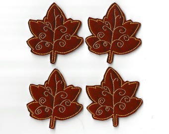 Vinyl Fall Autumn Leaf, Felties! Custom Color, Set of 4!
