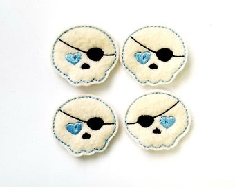 Pirate Skull Felties! Custom Color, Set of 4!