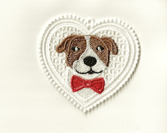4" I Love my Jack Russell Terrier Lace Charm/Ornament