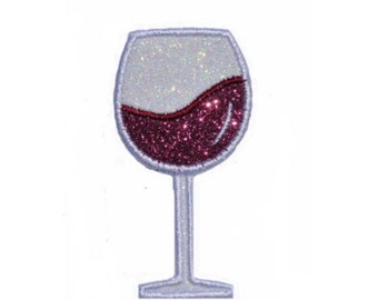 WIne Glass 1.75 inches " Iron On Brilliant NO MESS glitter PN64