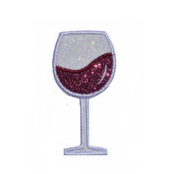 WIne Glass 1.75 inches " Iron On Brilliant NO MESS glitter PN64