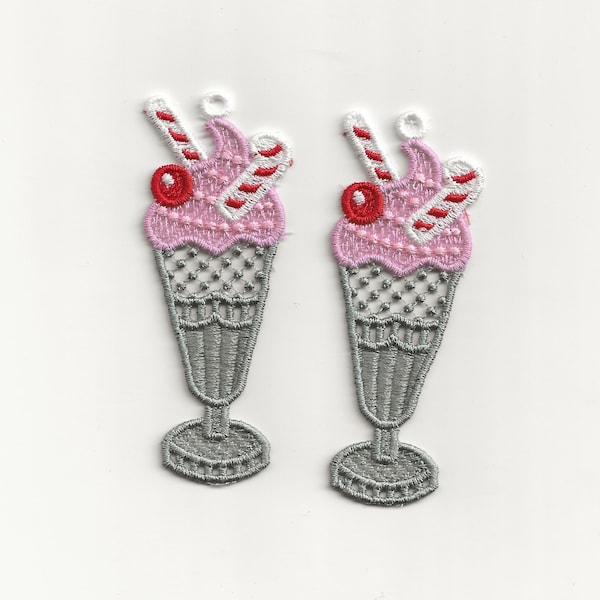 3" Ice Cream Shake set of 2, Lace Charm / Ornament, Custom Color!