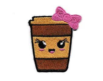 Happy Coffee Cup Patch! Custom Made! AP146