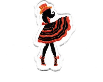 70's Beach Sun Dress Silhouette, Vintage Style Fashion Patch! Custom Made!