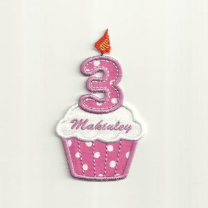 BABY SIZE! Name on a Birthday Number Cupcake Patch Custom Made! AP116