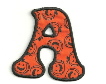Tiny Halloween Jack O Lantern Patch! 2" any Letter! Custom Made!
