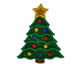 Christmas Tree 3 inch  Iron On Brilliant NO MESS glitter  PN35