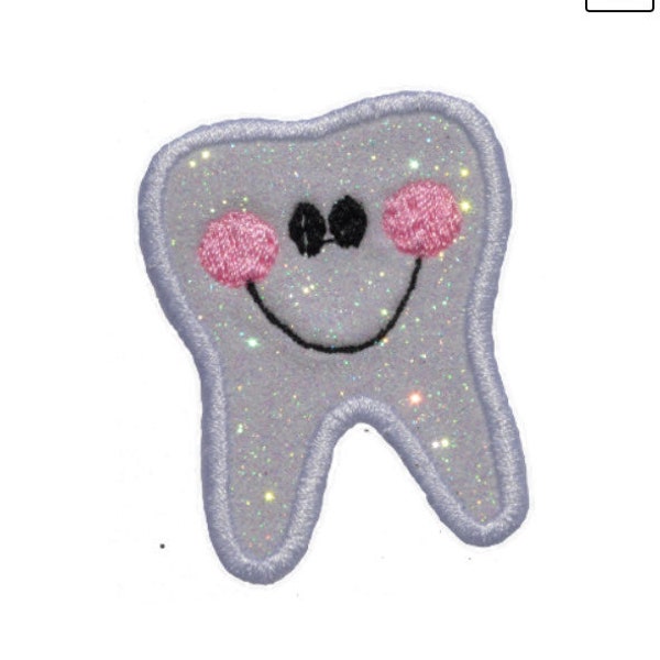 Tooth Fairy 2 inch Dentist Iron On Brilliant NO MESS glitter PN6