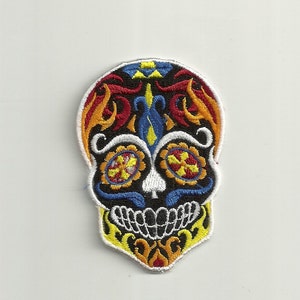 Flames Sugar Skull Patch! Custom Made!