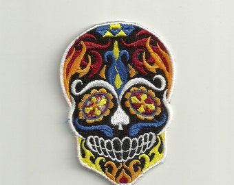 Flames Sugar Skull Patch! Custom Made!