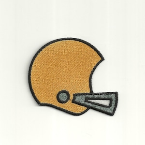 May include: An iron-on patch embroidered with a gold football helmet.