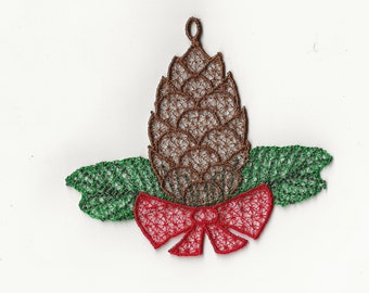 3" Holiday Pine Cone Lace Ornament/Charm!