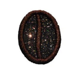 Coffee Bean Miniature 1.5 inch Sparkle Glitter Patch - Iron or Sew on Vinyl - NO GLITTER MESS ! PN65