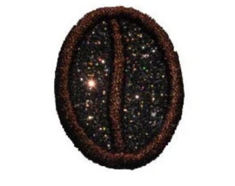 Coffee Bean Miniature 1.5 inch Sparkle Glitter Patch - Iron or Sew on Vinyl - NO GLITTER MESS ! PN65