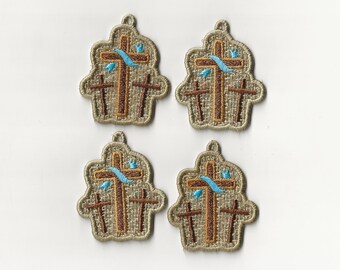 2" Three Crosses Charms, set of 4!