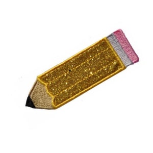 Peut inclure: Un crayon en paillettes dorées avec une gomme rose. Le crayon mesure environ 5 cm de long.