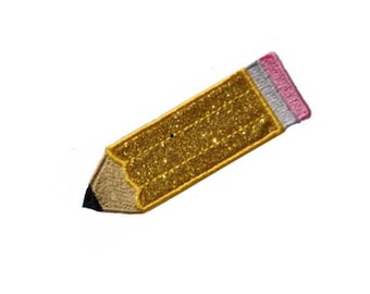 Pencil Miniature Tiny 2.5 inches or ruler 3 inches Iron On Vinyl Glitter Patch PN54