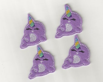 Narwhal Felties! Custom Color, Set of 4!