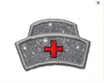 Nurse Nurses Hat Hero Love 1.5 or 2 inch " Iron On Brilliant NO MESS tiny small mini embroidery glitter patch PN3