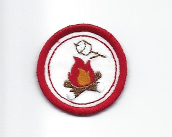2" Campfire cooking Merit Badge, Patch! Any Color combo! Custom Made!