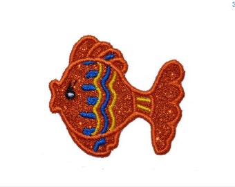 Angel fish cute in all primary and secondary colors 3 inch Iron On Brilliant NO MESS glitter PN76