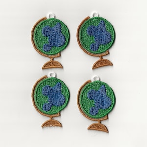2" World Globe Lace Charms, 4er Set!