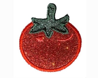 Tomato Small 2-1/2 inch Iron On Patch Vegetable Vinyl No GLitter Mess PN79