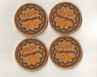 2" My 1st Thanksgiving Halloween Felties, set of 4!