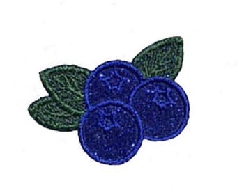 Blueberry Blueberries fruit berry 2-1/2 " Iron On Brilliant NO MESS glitter patch PN83