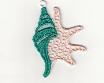 3" Seashell, Conch Lace Charm / Ornament, Custom Color!