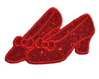 Ruby Red Shoes Slippers 2-1/2 " Iron On Brilliant NO MESS glitter PN1