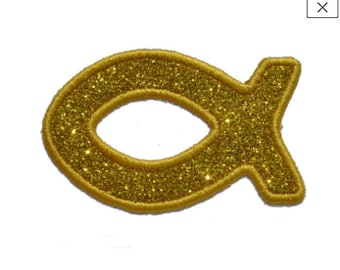 Ichthys Christian Fish Miniature 1 .5  inch in red or pink Iron On Brilliant NO MESS glitter PN27