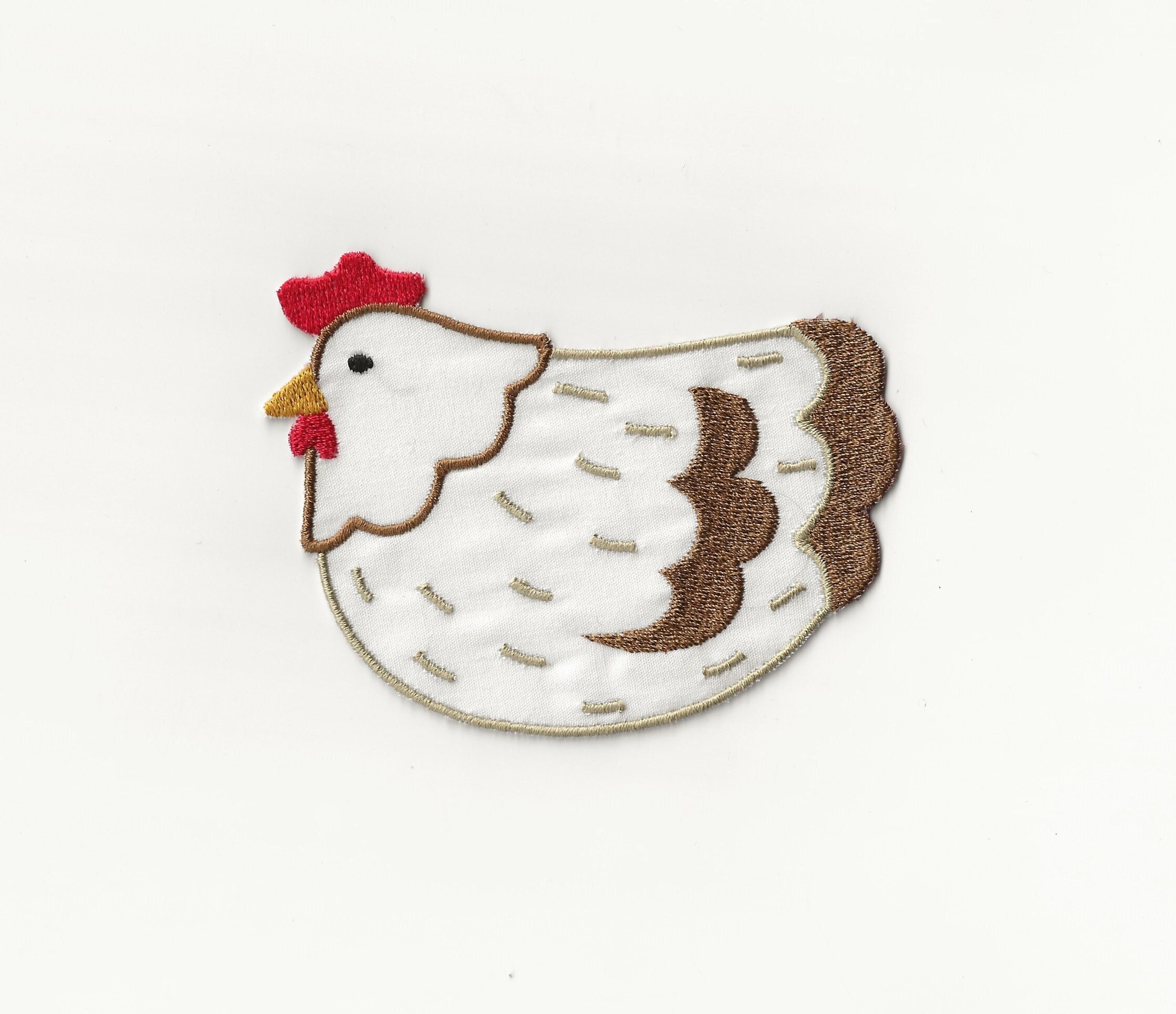 Floral Chicken Multi-Color Embroidered Iron-On Patch Applique