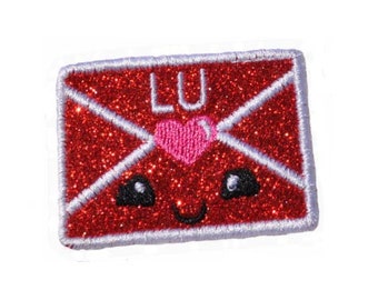 Valentines Envelope Kawaii 2-1/2 " Iron On Brilliant NO MESS glitter PN38