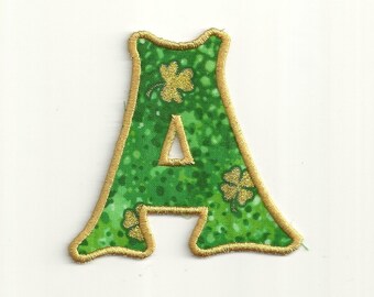 Glittery Shamrock Saint Patrick's Day Letter, 4" Patch! Custom Made!