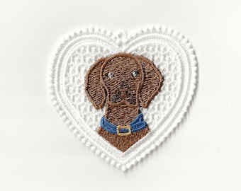 4" I Love my Labrador Lace Charm/Ornament!  Customize Chocolate,Black or Yellow Lab!